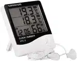 HTC-2 Weather Station Indoor Outdoor Thermometer Hygrometer Digital LCD C/F Temperature Humidity Meter with Alarm Clock