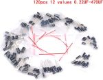 120pcs/lot 0.22uF-470uF 12Values Aluminum Electrolytic Capacitor
