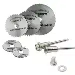 Mini HSS Circular Saw Blade Rotary Tool Discs with 2 pcs Mandrel Rod 6mm 22/25/32/35/44*0.8*6.35mm
